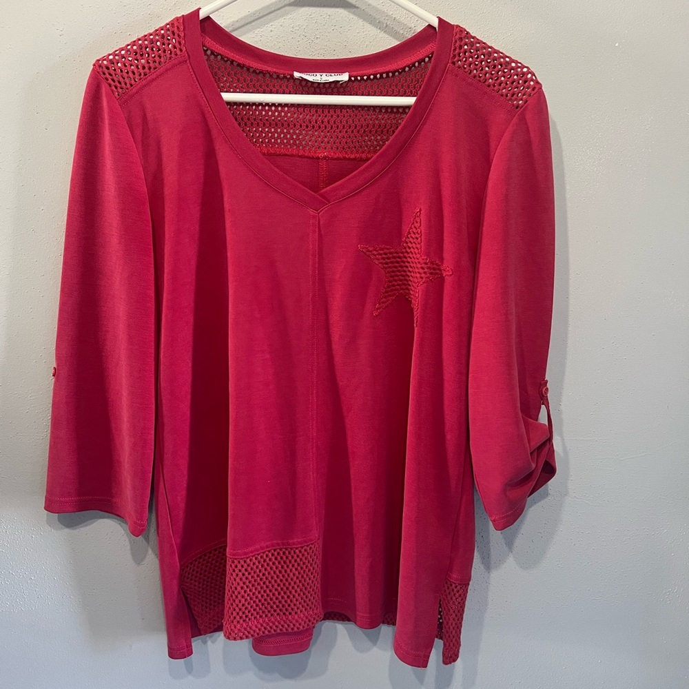 Chic Long Sleeve Top with Star Detail Coco Y Club Size Small